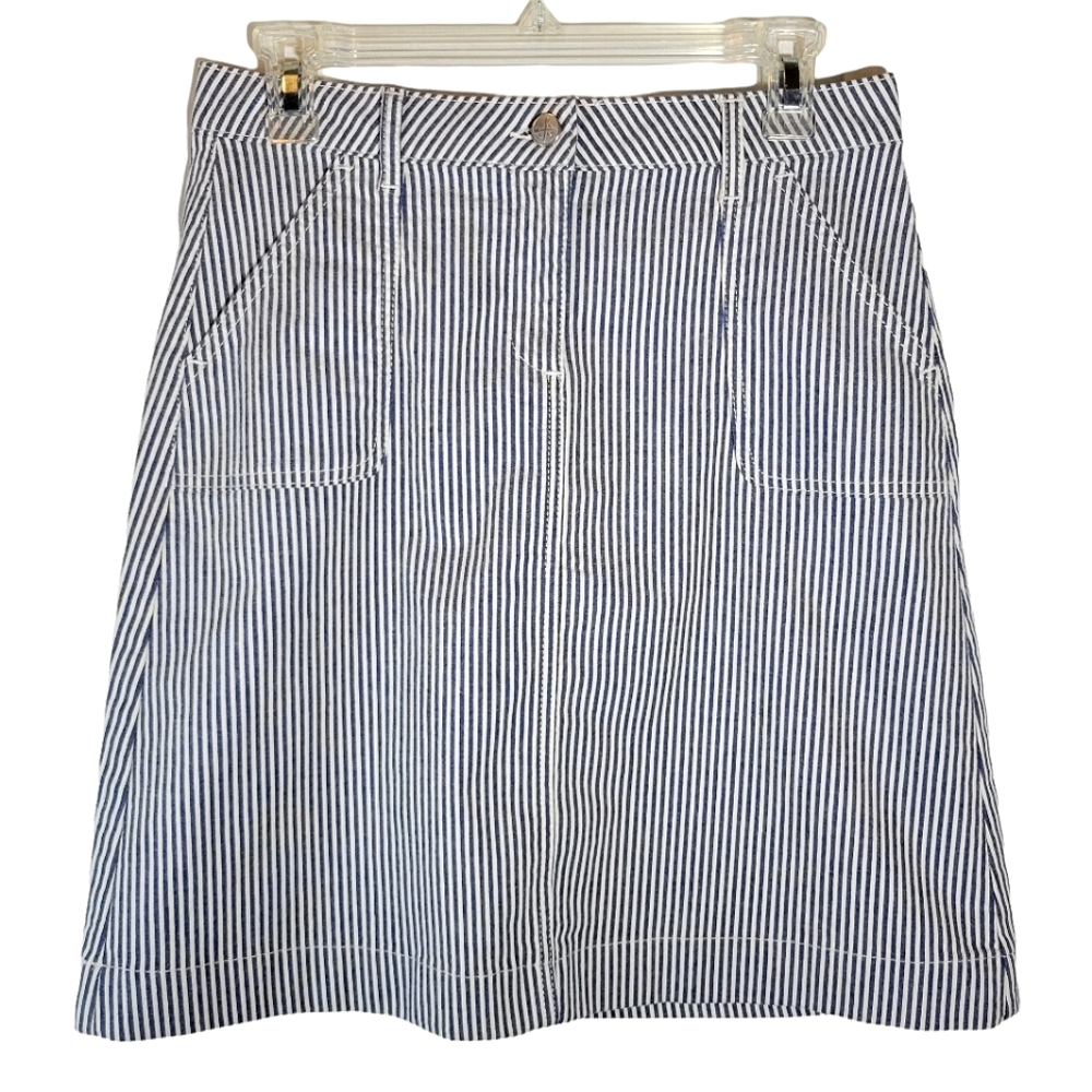 Crew Clothing Company skirt blue and white striped midi Size 10